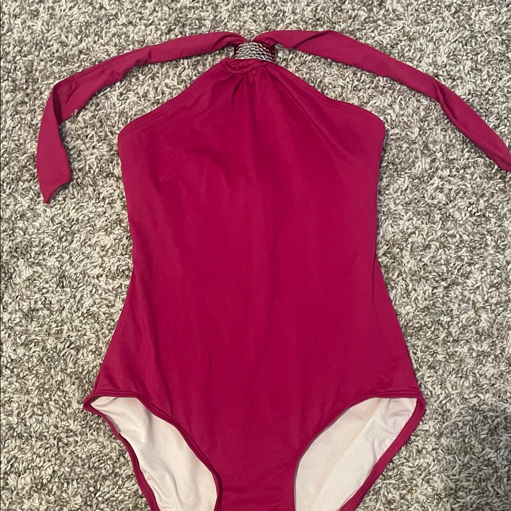 Halter Neck Magenta Swimsuit
